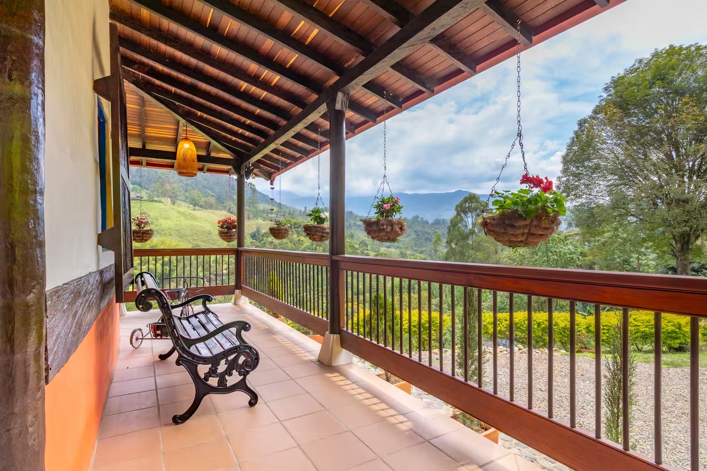 The hanging-basket porch, mid-afternoon